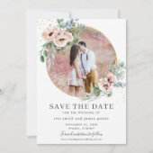 Blush Floral Eucalyptus Photo Save the Date Kaart (Voorkant)