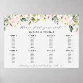 Blush Floral Eucalyptus Seating Chart Weddenschap Poster (Voorkant)