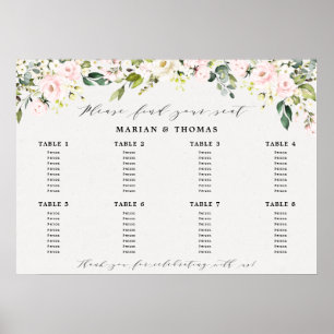 Blush Floral Eucalyptus Seating Chart Weddenschap Poster