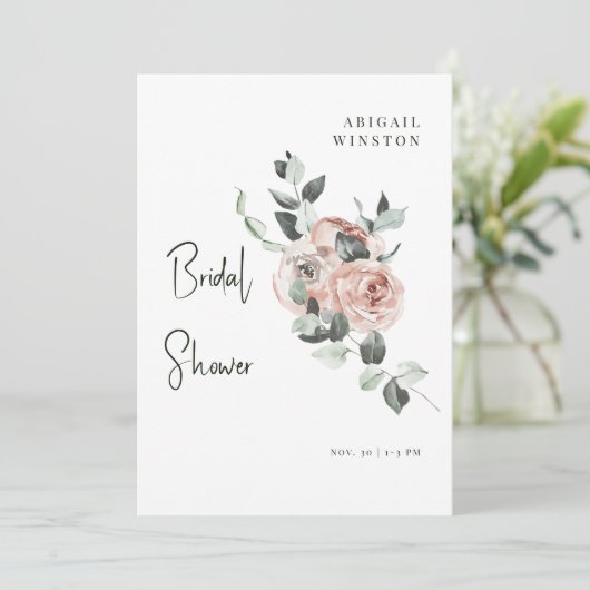 Blush Floral & Eucalyptus Vrijgezellenfeest Kaart (Staand voorkant)