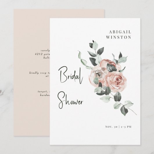 Blush Floral & Eucalyptus Vrijgezellenfeest Kaart (Voorkant / Achterkant)