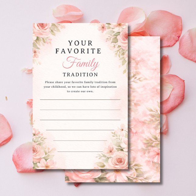 Blush Floral Family Tradition Shower Card (Creator heeft geüpload)