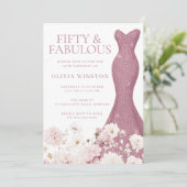 Blush Floral Fifty & Fabulous 50ste Verjaardag Jur Kaart (Staand voorkant)