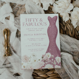 Blush Floral Fifty & Fabulous 50ste Verjaardag Jur Kaart