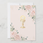 Blush Floral First Holy Communion Gold Chalice Kaart (Achterkant)