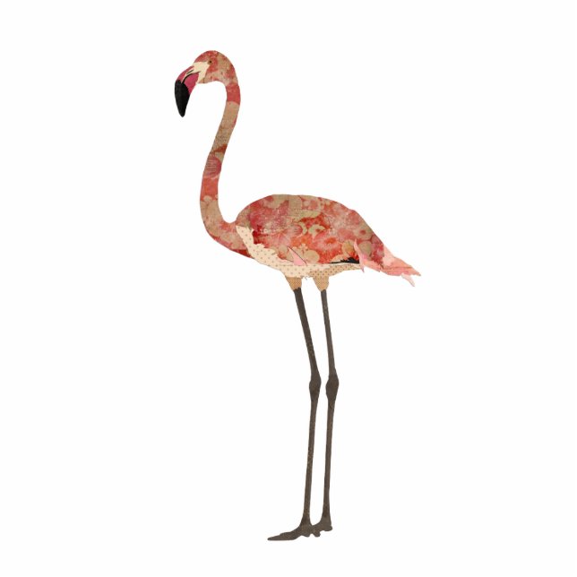 Blush Floral Flamingo Sculpture Staand Fotobeeldje (Voorkant)
