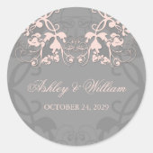 Blush Floral Flourish Wedding Party Favor Ronde Sticker (Voorkant)