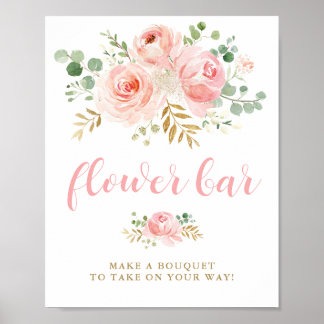 Blush Floral Flower Bar-teken Poster
