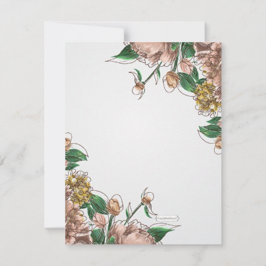 Blush Floral Formal Wedding Invite Kaart (Achterkant)