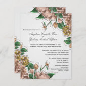 Blush Floral Formal Wedding Invite Kaart (Voorkant / Achterkant)