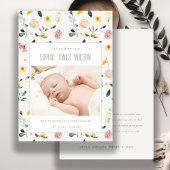 Blush Floral Foto Baby Girl Aankondiging geboorte