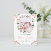 Blush Floral Foto geboorteaankondiging & bedankt Briefkaart (Staand voorkant)