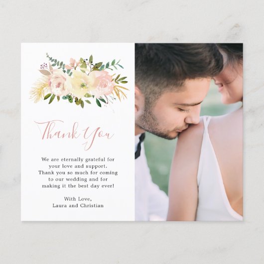 Blush Floral fotobudget Weddenschap Hartelijk dank (Voorkant)