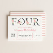 Blush Floral FOUR | 4e verjaardag Kaart