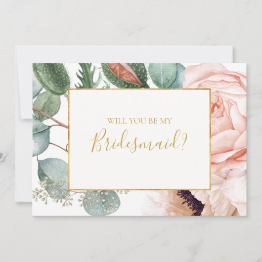 Blush Floral Garden | Bridesmaid proposal card Kaart (Voorkant)