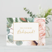 Blush Floral Garden | Bridesmaid proposal card Kaart (Staand voorkant)