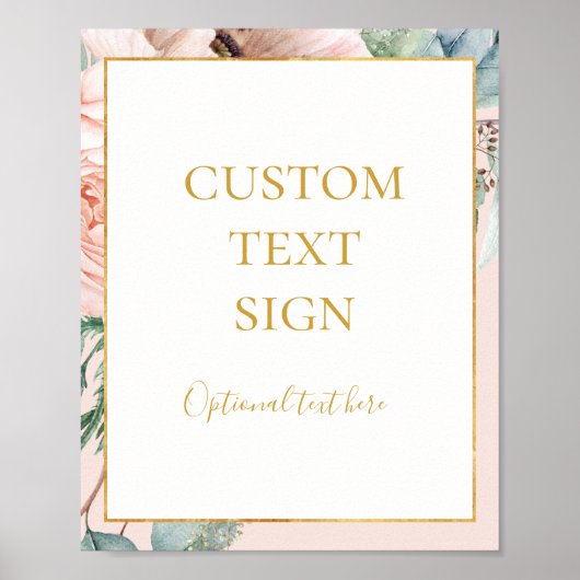 Blush Floral Garden Pastel Cards en Gifts Custom Poster (Voorkant)