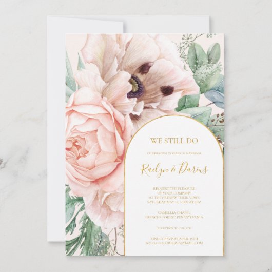 Blush Floral Garden Pastel we doen nog steeds Vow Kaart (Voorkant)