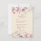 Blush Floral Garden Wedding RSVP Kaartje (Voorkant)