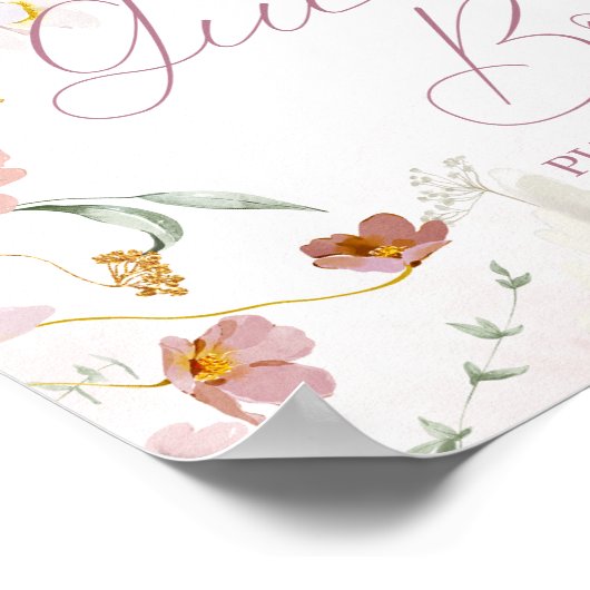 Blush Floral Gastenboek Tafelblad Teken Poster (Hoek)