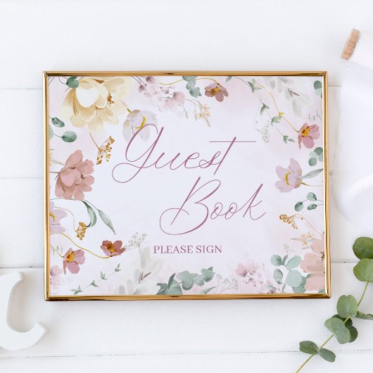 Blush Floral Gastenboek Tafelblad Teken Poster