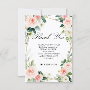 Blush Floral Geometric Botanical Vrijgezellenfeest Bedankkaart