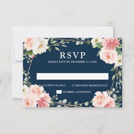 Blush Floral Geometric Botanical Weddenschap RSVP (Voorkant)