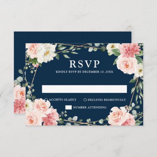 Blush Floral Geometric Botanical Weddenschap RSVP (Voorkant / Achterkant)