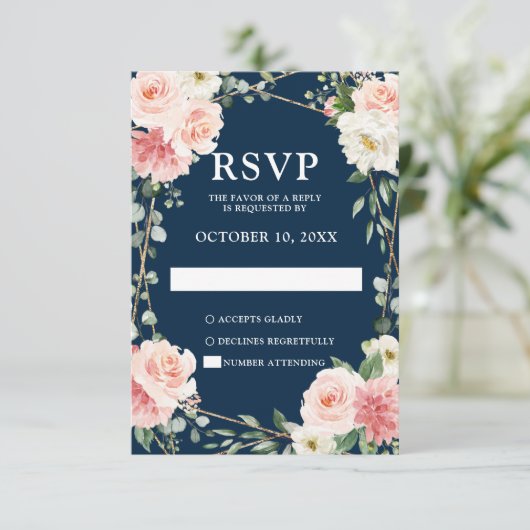 Blush Floral Geometric Botanical Weddenschap RSVP (Staand voorkant)