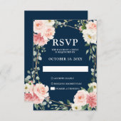 Blush Floral Geometric Botanical Weddenschap RSVP (Voorkant / Achterkant)