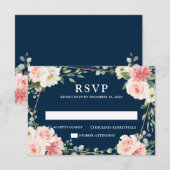 Blush Floral Geometric Botanical Weddenschap RSVP Kaartje (Voorkant / Achterkant)