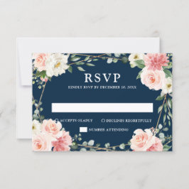 Blush Floral Geometric Botanical Weddenschap RSVP Kaartje