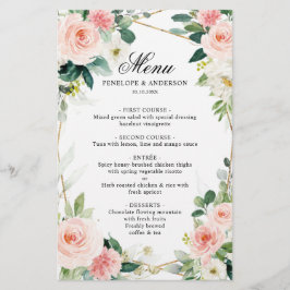 Blush Floral Geometric Botanical Wedding Menu