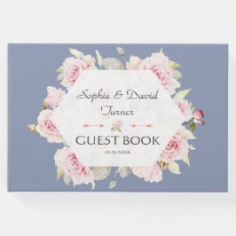 blush Floral Geometric Dusty Blue Wedding Gastenboek