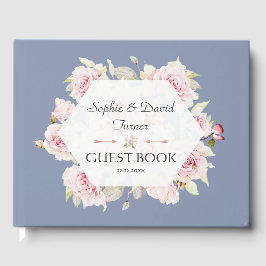 blush Floral Geometric Dusty Blue Wedding Gastenboek