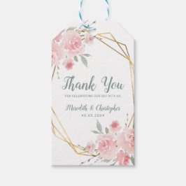 Blush Floral Geometric Lijst Weddenschap Bedankt Cadeaulabel