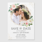 Blush Floral Geometric Photo Save the Date Magnet (Voorkant)
