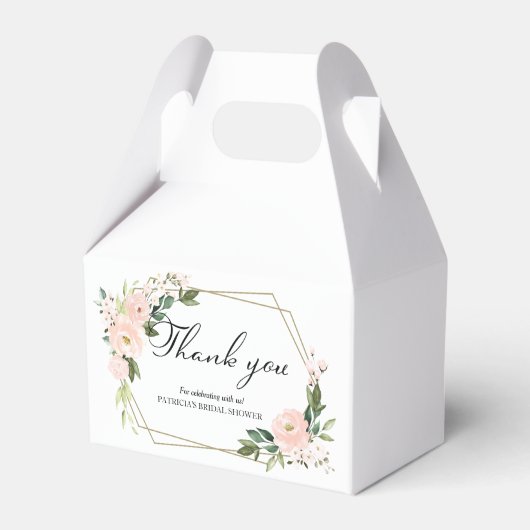 Blush Floral Geometric Vrijgezellenfeest Dank je w Bedankdoosjes (Voorkant Zijde)
