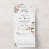 Blush Floral Geometric Vrijgezellenfeest met Recip All In One Uitnodiging (Binnen)