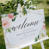 Blush Floral Geometric Welcome Weddenschap Poster