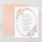 Blush Floral geometrische bruiloft gastgegevens Informatiekaartje (Voorkant / Achterkant)