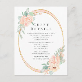 Blush Floral geometrische bruiloft gastgegevens Informatiekaartje