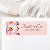 Blush Floral Gepersonaliseerde Wedding Retour Adre Etiket (Insitu)
