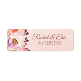Blush Floral Gepersonaliseerde Wedding Retour Adre Etiket