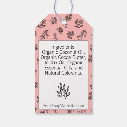 🧼🌿 🌹 Blush Floral Gift Labels voor handgemaakte Cadeaulabel (Achterkant)