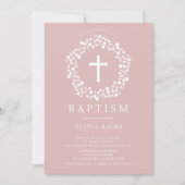 Blush Floral Girls Baptism Invitation Kaart (Voorkant)