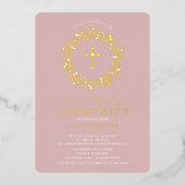 Blush Floral Girls First Community Folie Invitatio Folie Uitnodiging (Voorkant)
