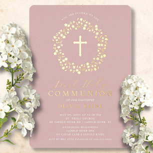 Blush Floral Girls First Community Folie Invitatio Folie Uitnodiging