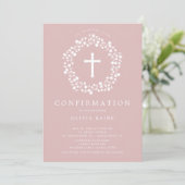 Blush Floral Girls First Confirmation Kaart (Staand voorkant)