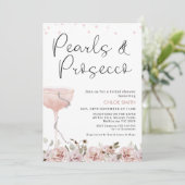 Blush Floral Glass Pearls Prosecco Vrijgezellenfee Kaart (Staand voorkant)